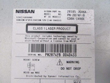 РАДИОНАВИГАЦИОННАЯ 28185 JG44A NISSAN QASHQAI J10 09R