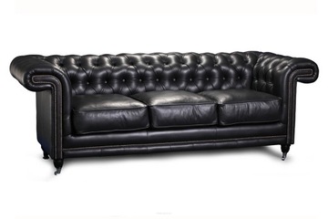 Sofa Chesterfield Lounge 3-os., skóra naturalna