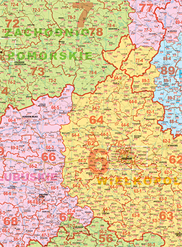 Польша; настенная карта почтовых индексов 1:685 000, B0, полоски