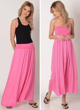 ЛЕГКАЯ ДЛИННАЯ ЮБКА ПЛАТЬЕ 2в1 ФУКСИИ