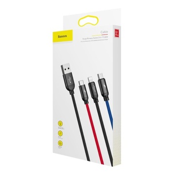 КАБЕЛЬ BASEUS USB-КАБЕЛЬ 3В1 USB TYPE C LIGHTNING MICRO ДЛЯ ТЕЛЕФОНА 3A 1,2M