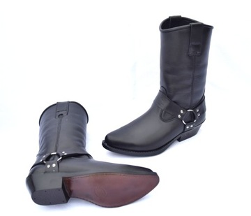 SKÓRZANE KOWBOJKI MOTOCYKLOWE RACE BOOTS DŁUGIE