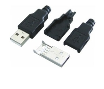 Wtyk USB typu A montażowy na kabel z osłoną (0215)