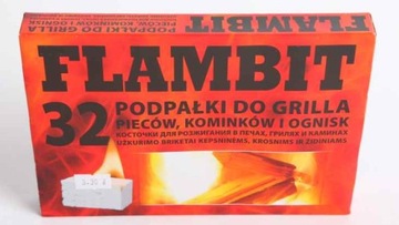 FLAMBIT PODPAŁKA BIAŁA DO KOMINKA GRILLA PIECÓW 32 KOSTKI