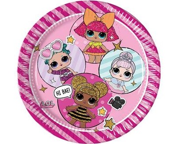TALERZYKI papierowe LOL SURPRISE 23cm 8szt różowe