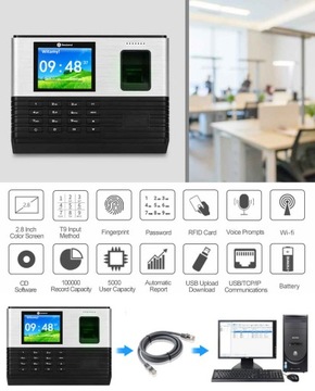 Регистратор рабочего времени на палец RFID WiFi на польском языке