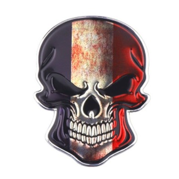 EMBLEMAT ZNACZEK CZASZKA Aluminium 90x62mm FRANCE