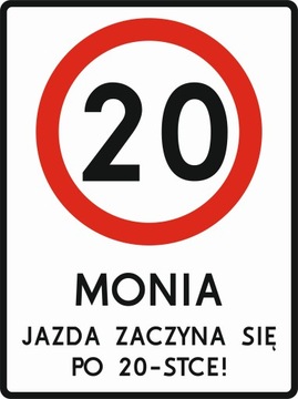znak na urodziny dowolna treść blacha odblaskowy
