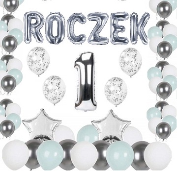 BALONY na ROCZEK balon cyfra 1 urodziny MIĘTOWE