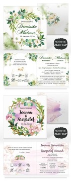 Приглашения на свадьбу, ЦВЕТЫ АКВАРЕЛЬНЫЕ - ЖЕМЧУЖНАЯ БУМАГА