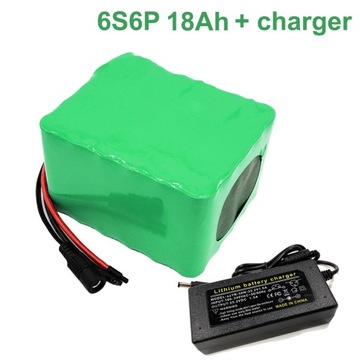 24V 18Ah 6S6P Li-ion E-Bike Bateria Z ładowarką