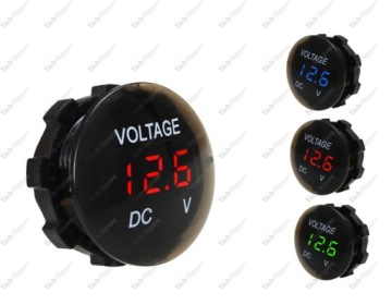 Вольтметр автомобильный, круглый, зеленый