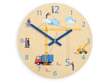 Zegar ścienny do pokoju dziecka DZWIG 30cm CICHY