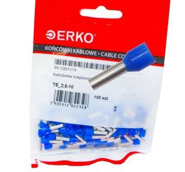 Końcówka tulejkowa izolowana tulejka niebieska 2,5mm TE 2,5-10 100szt ERKO