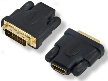 PRZEJŚCIE ZŁĄCZE HDMI GNIAZDO - DVI WTYK GOLD
