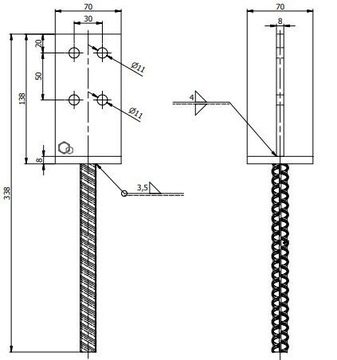 ОСНОВАНИЕ ДЛЯ КИРПИЧА 70мм ДЛЯ БЕТОНА типа Т