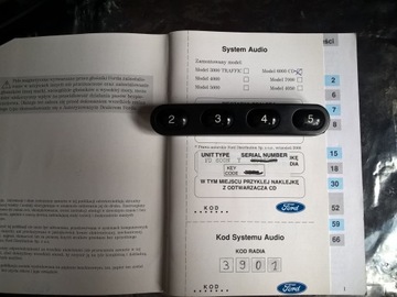 FORD MONDEO FOCUS FIESTA РАДИО 6000CD RDS EON + КОД