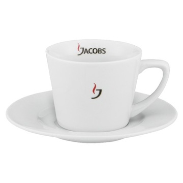6x Filiżanka Jacobs Cappuccino 220 ml +Spodek 12 el. Biała porcelana