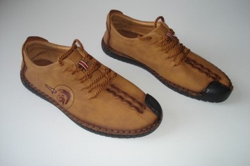 Buty męskie skórzane mokasyny IROKEZ brązowe r. 44