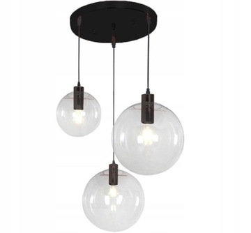 LAMPA WISZĄCA SZKLANA KULA BLACK CZARNA LASSI 3SZT