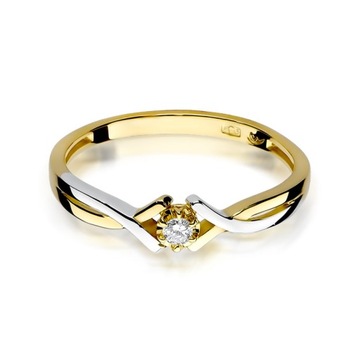 Pierścionek zaręczynowy Brylant Diament 0,04 ct złoto pr. 585 rozmiar 14