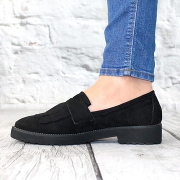 MOKASYNY DAMSKIE outlet BUTY ZAMSZOWE FRĘDZLE r 38