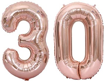 BALONY FOLIOWE rose gold 30 URODZINY 100CM na hel