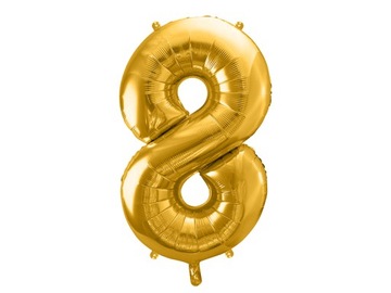 BALON FOLIOWY CYFRA NUMER 8 ZŁOTY 86CM NA HEL