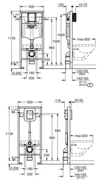 GROHE Rapid SL Скрытая рама 1,13 м 38528001