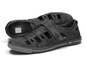 САНДАЛИИ ПОЛУТУФЛИ С КОЖЕЙ НА ЛИПУЧКЕ 910 ЧЕРНЫЙ 43