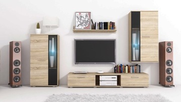 Meblościanka Dąb Sonoma FIESTA 3 kolory LED