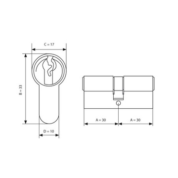 ЛИЧИНКА ДЛЯ ДВЕРНОГО ЗАМКА 35/35 С КЛЮЧАМИ