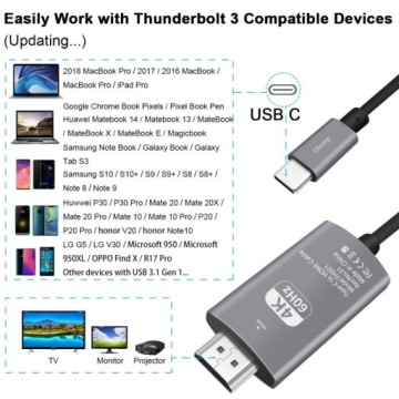 Кабель USB-C — HDMI FULL HD 4K 60 Гц, 2 м