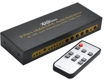 Konwerter Switch HDMI 3x1 Extraktor 4K UHD! Pilot!