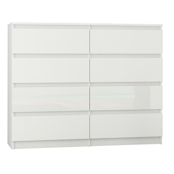 КОМОД 120 СМ ШКАФ С 8 ЯЩИКАМИ БЕЛЫЙ ГЛЯНЦЕВЫЙ