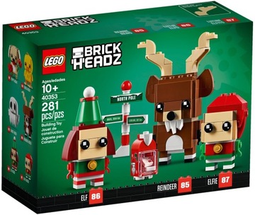 LEGO 40353 BrickHeadz Renifer, elf i elfka