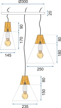 ПРОМЫШЛЕННЫЙ ПОДВЕСНОЙ ДЕРЕВЯННЫЙ СВЕТИЛЬНИК SCANDI 3CPR СЕРЫЙ