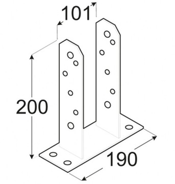 ОСНОВАНИЕ Т-ОБРАЗНОЙ СТОЙКИ, ПРИВИНЧЕННОЕ К БЕТОНУ, 100x200