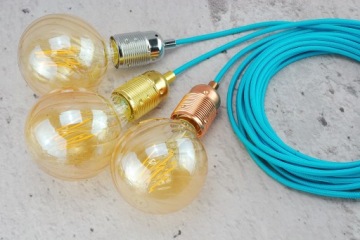 бирюзовый плетеный кабель лазурный декоративный кабель лофт лампа паук DIY