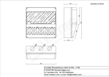 Распределительное устройство LAGO 3x16A 5p, 17 модулей