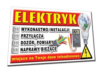 SOLIDN I TRWAŁY BANER REKLAMOWY 2x1 ELEKTRYK szyld
