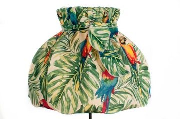 Abażur z kokardą PAPUGI, MONSTERA, PALMY 39 cm