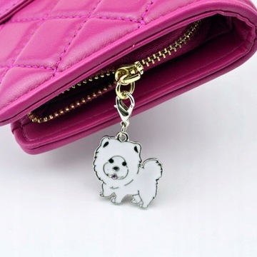 Zawieszka do bransoletki charm Chow Chow biały