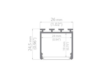 KLUŚ LIPOD алюминиевый светодиодный профиль, анодированный черный, 1м