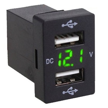 USB 5V 3,1A ŁADOWARKA MONTAŻOWA SAMOCHODOWA 12V PANELOWA ZIELONY LED