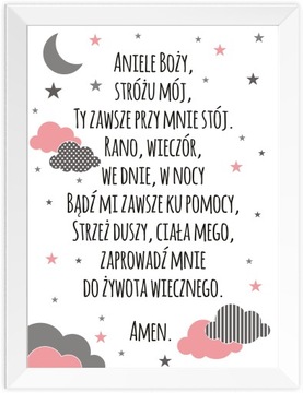 A3 PLAKAT modlitwa A3 ANIELE BOŻY chrzest, roczek