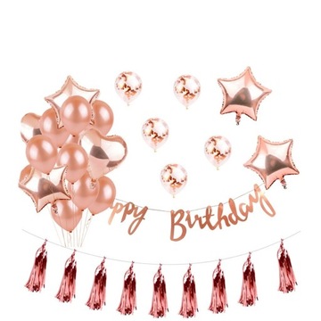 ZESTAW Happy Birthday ROSE GOLD balony girlanda