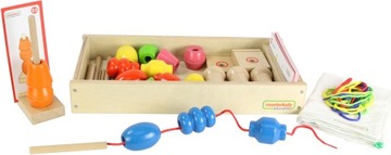 ДЕРЕВЯННЫЕ БЛОКИ ДЛЯ НАНИЗАНИЯ БОЛЬШОЙ НАБОР БИСЕР МОНТЕССОРИ MASTERKIDZ