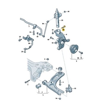 БОЛТ КУЛАКА АМОРТИЗАТОРА + ГАЙКА SKODA VW