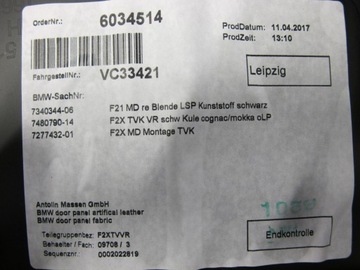 BOCZKI DRZWI BMW F21 F22 F23 SKÓRA